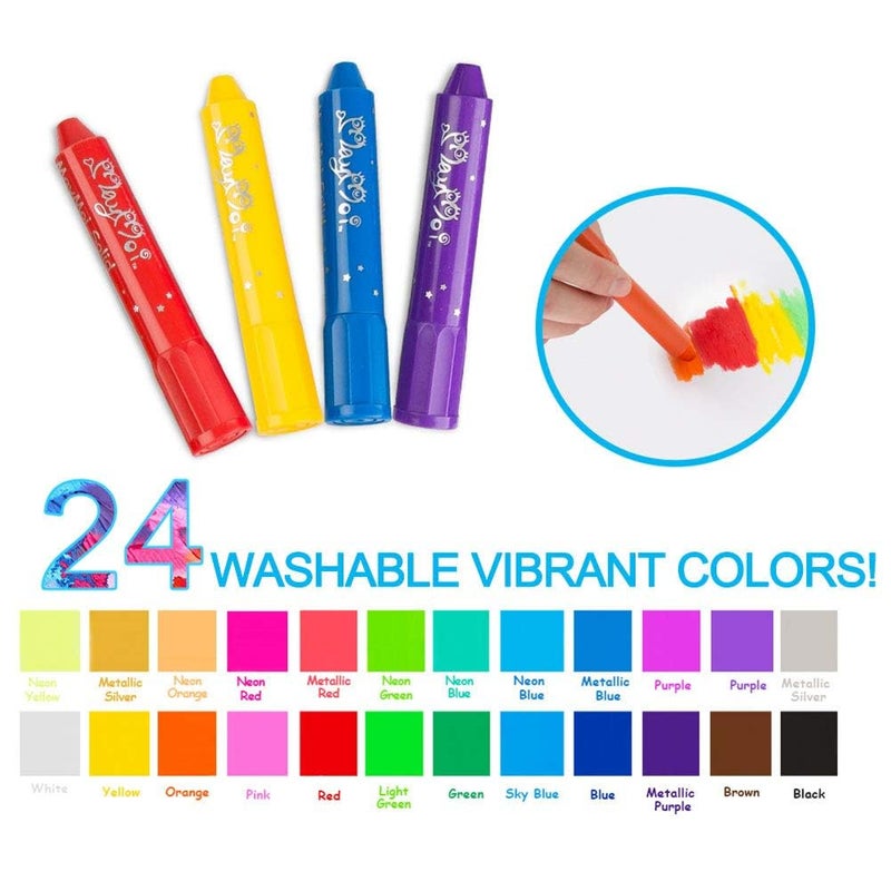 MayMoi Tempera Paint Sticks - 24 Bright Colors, Quick Drying, Easy to Color and Washable Crayons for Teens and Students - Image 2